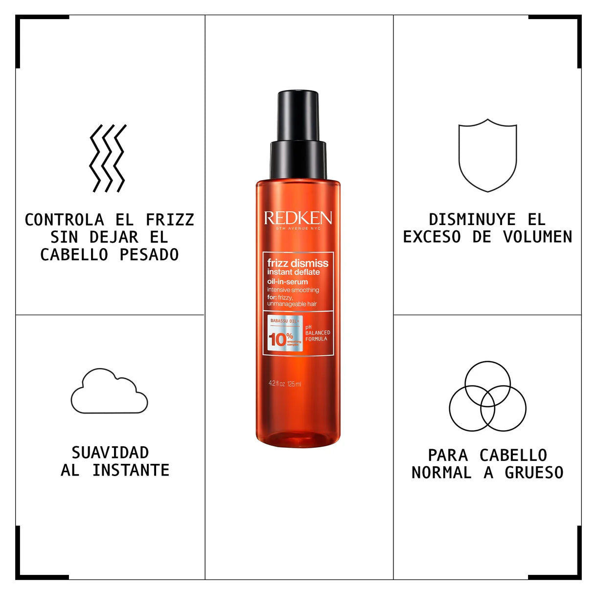 Aceite al 10% ANTIFRIZZ Instant Deflate Frizz Dismiss 125 ml