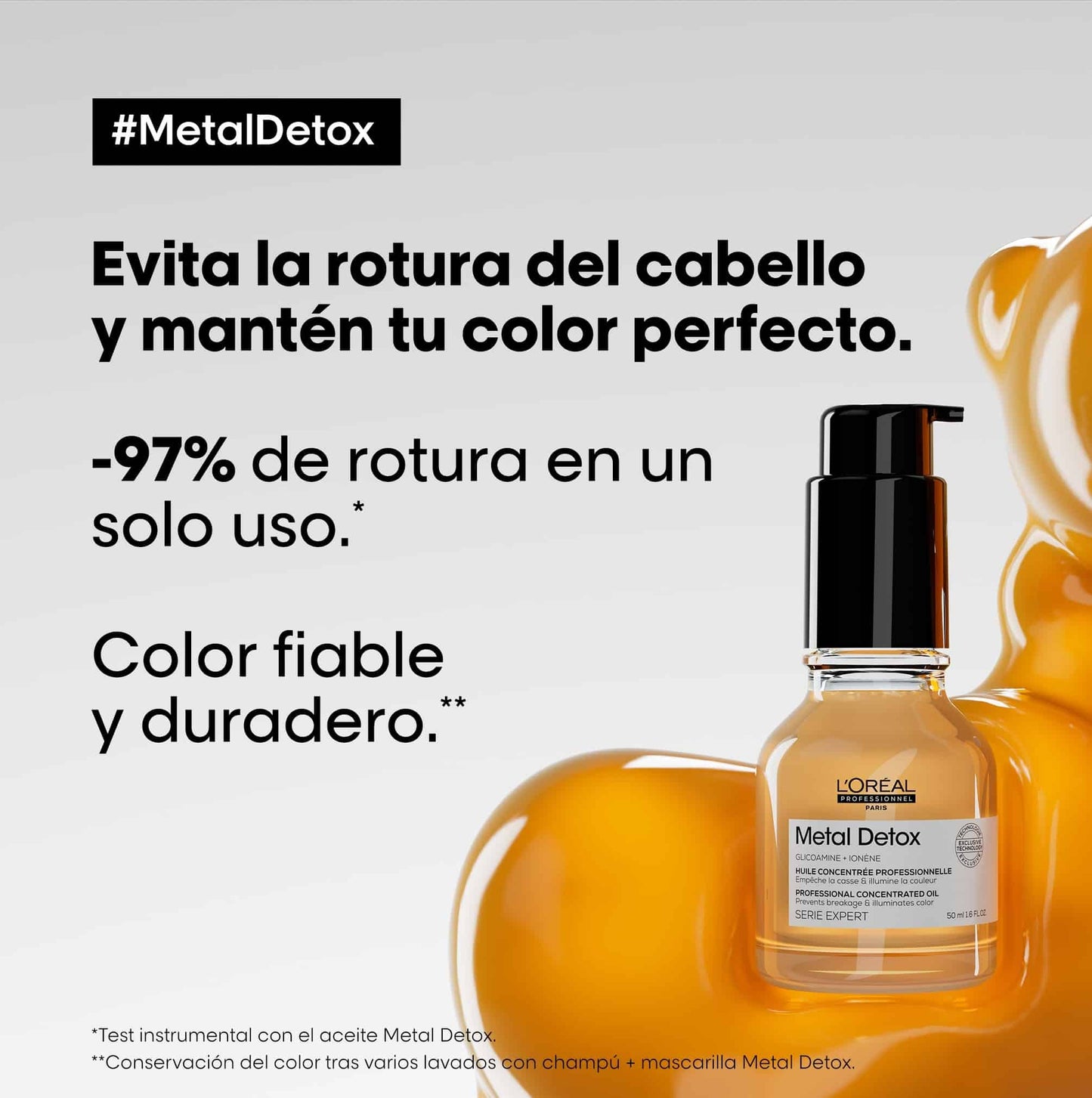 Aceite Concentrado para Cabello con Color Protector Metal Detox 50 ml