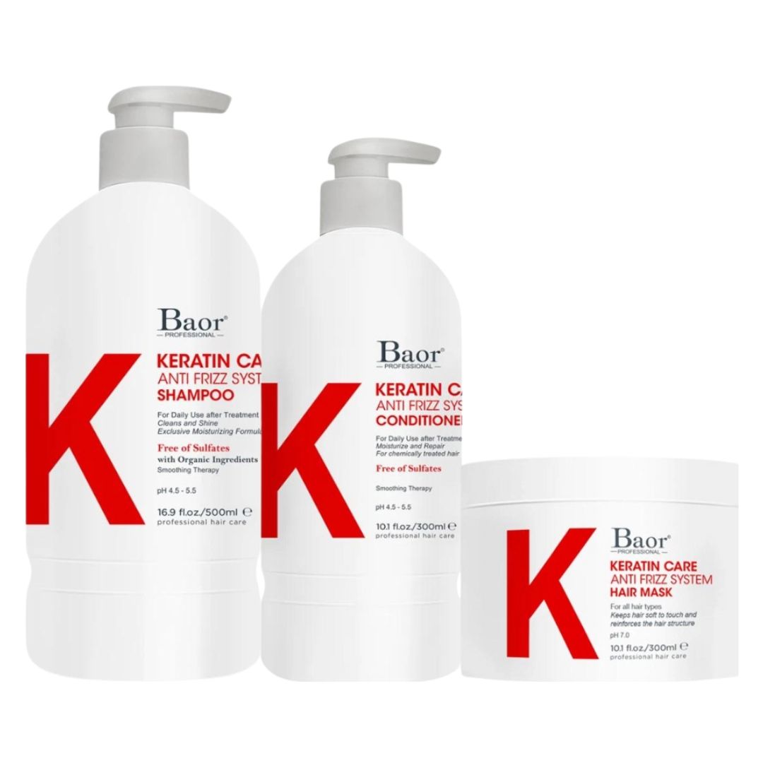 BAOR K TRIPACK KERATIN CARE Shampoo 500 ml + Acond 300 ml + Masq 300 ml