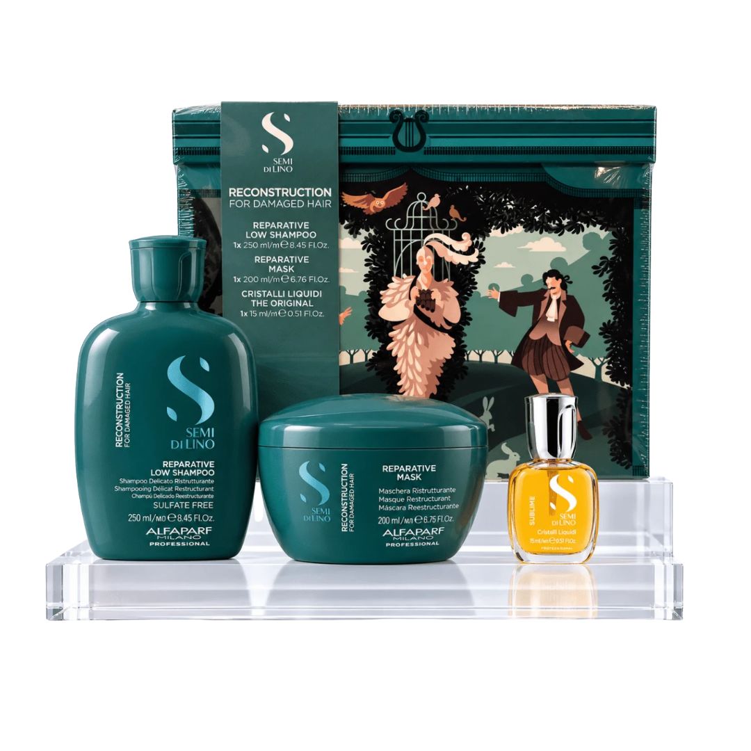 Pack Reparación/Brillo + Regalo cristalli liquidi 15ml Semi di lino Alfaparf