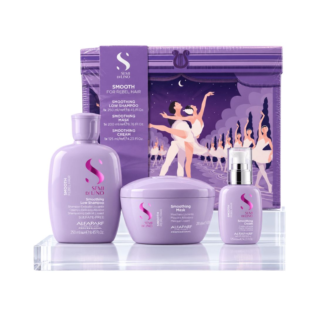Pack AntiFrizz/Brillo + Regalo Oleo cristalli liquidi Smoothing Semi di lino Alfaparf