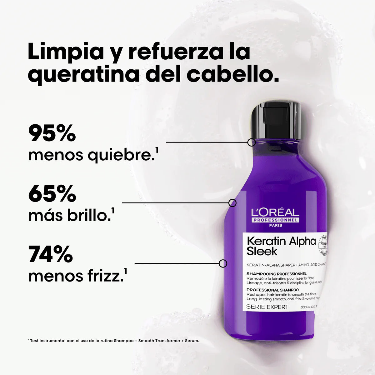 Shampoo Sin sulfato Cab. Liso Keratin Alpha Sleek